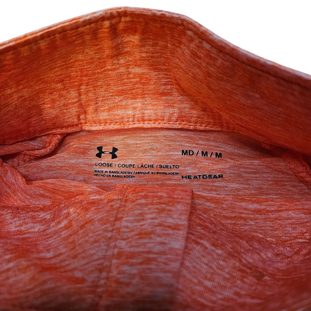 Under Armour Medium Orange Half Zip Long Sleeve Shirt Loose Heat Gear - Picture 5 of 5